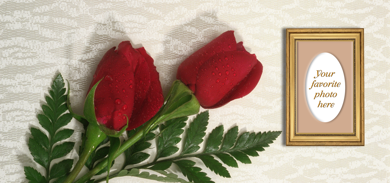 2 Roses Red (Gold Frame)